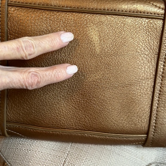 Cole Haan metallic bronze leather handbag with double zip compartments - Picture 12 of 12
